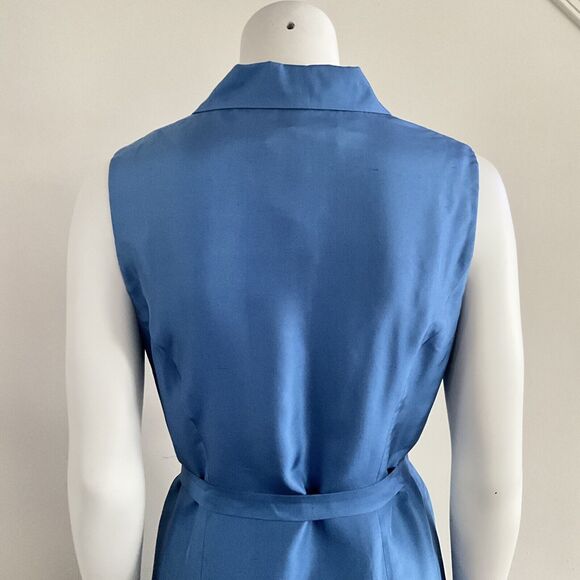 100% Silk Vintage Coldwater Creek Dress Blue Maxi Sleeveless Button Front 10 - Picture 4 of 9